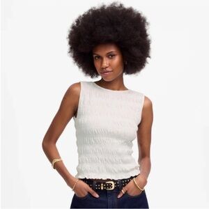 Madewell White Sachi Sleeveless Smocked Tank XXS NWT